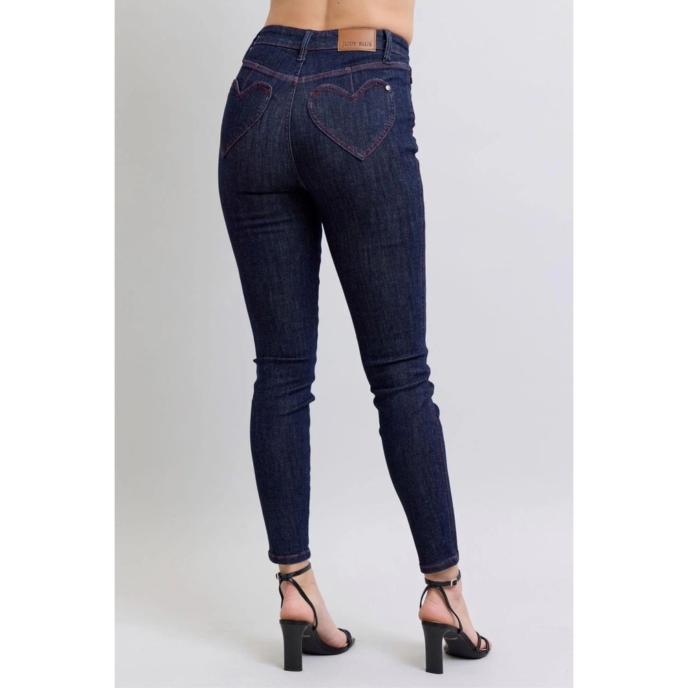 Judy‎ blue High Waist Heart Back Pockets Skinny Denim Jeans #88916 - Sz 32